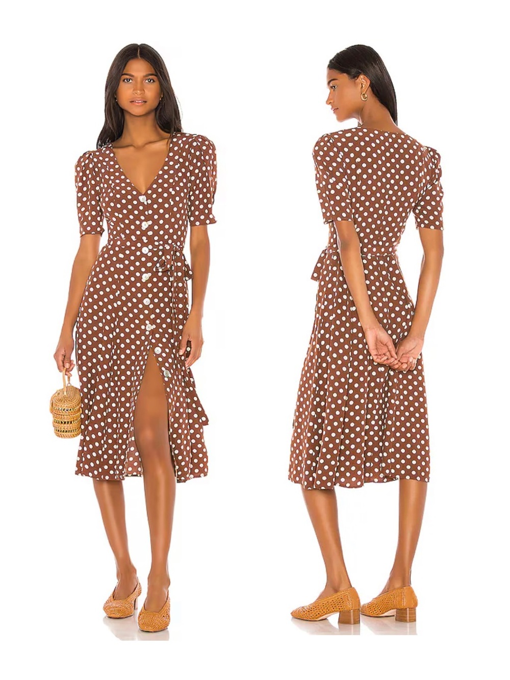 LPA Bambina Dress in Anette Dot Brown White Size Medium